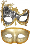 Cupimatch 2er Set Venezianische Masken f&uuml;r Paare: Glitzer Gold Schwarz Maskenball Augenmaske mit Strass Valentinstag Halloween Karnevalsparty Fasching Maskerade Mottoparty Cosplay