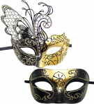 OIDEA Metall Venezianische Maske f&uuml;r Paare: 2 St&uuml;ck Schwarz Gold Gold Paar Maskerade mit Sexy Strass Augenmaske f&uuml;r Partner P&auml;rchen Kost&uuml;m Karneval Cosplay Party Masquerade f&uuml;r Damen Herren