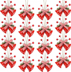 ASTARON Pack of 12 j&otilde;ulukellade kaunistused, j&otilde;ulupuu kaunistused, kellad koos holly marjadega DIY j&otilde;ulukingad ja j&otilde;ulupuu kaunistused (punane)