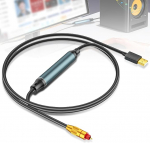 USB ja optilise audio adapter USB-A ja fiiberoptilise audio SPDIF pordiliitmele 3M, Toslink adapter fiiberoptiline kaabel PS5/PC/Laptop jaoks - optiline helikaart Plug & Play, mustas toonis