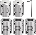 sourcing map 5 Pcs Aluminum Alloy Shaft Coupler 4mm to 10mm Flexible Coupling Motor Connector Stepper Motor Coupler for CNC Machine and 3D Printer (L25xD19)