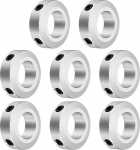 QUARKZMAN 8-Piece Set Screw Collar 17 mm Bore, Aluminium Shaft Collar, 32 mm Outer Diameter and 10 mm Thick, Screw Clamp Collar, Stop Collar for Linear Rod Shaft Guidance