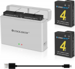 COOLSHOW Osmo Action 4/3 Extreme aku 1800 mAh 2 tk ja kahekordne Osmo Action 4 akulaadija komplekt Kompaktne kaasaskantav laadija disain, mis &uuml;hildub DJI Osmo Action 4, Osmo Action 3 kaameraga.