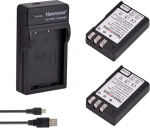 Newmowa EN-EL9 EN-EL9A asendusaku (2 tk) ja kaasaskantav USB-laadija komplekt Nikon D3000, D5000, D40, D60, D40X jaoks