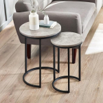 Julian Bowen Staten Round Concrete Effect Nesting Tables - Black