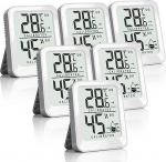 Antonki 6 digitaalse temperatuuri ja &otilde;huniiskuse m&otilde;&otilde;tja, termomeeter ja h&uuml;gromeeter siseruumide termomeeter kasvuhoone, elutoa, lastetoa, veinikeldri jaoks - minisuuruses.