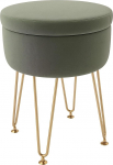 HOMCOM 5L Velvet Storage Ottoman, kaasaegne &uuml;mmargune jalahoob metallist juuksekarva jalgadega ja eemaldatava kaanega, garderoobijalats, k&otilde;rvallaud esikusse, magamistuppa, elutuppa, 33 x 33 x 43 cm.