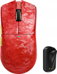MAMBASNAKE Attack Shark X11 Ultra Carbon Fiber Wireless Gaming Mouse, Nordic 54L15, PAW3950MAX, 42000 DPI, Dual 8000Hz, 59g kerge, Shark Fin Dongle Design, Double Layer Feet, PC-le, punane