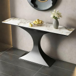 Konsolentisch Flurtisch Lange Konsole, Metall-Flurkonsole, Eingangstisch, Marmor-Akzentm&ouml;bel f&uuml;r Wohnzimmer, Flur, Eingangsbereich(Black,130cm/51in)