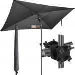 4smile SunnyShade 3-in-1 r&otilde;duvarju komplekt antratsiidis - UPF 50+ p&auml;ikesevarju ristk&uuml;likukujuline 200 x 125 cm + p&auml;ikesevarju hoidja r&otilde;dupiirdega + p&auml;ikesevarju kate