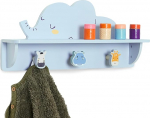 Twig & Leaf seinariiul lastetoale riiuli ja 3 konksuga, mis on valmistatud t&auml;ispuidust, magava elevandi disain, ujuv riiul lastetoa kaunistamiseks, laste garderoob, Scandi stiilis jaoks.