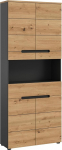 xonox.home Vannituba Canu Tall Cabinet Chest of Drawers Wide Tall Bathroom Cabinet Bathroom Tall Cabinet Wide Cabinet Front Artisan Nb. Body Basalt Grey Nb. Ca. 76 x 193 x 34 cm