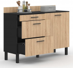 IDMarket - K&ouml;&ouml;giservituut 120 cm k&otilde;rgus 83 cm 1 uks + 3 sahtlit Must ja p&ouml;&ouml;gi efekt