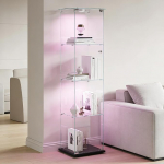 BRILVERDE 4 klaasriiuliga vitriinkapp LED-valgustusega, topeltuks lukuga, vitriinkapp kollektsioonide, raamatute, veinide, kontori ja elutoa jaoks (must, 163 x 39 x 35 cm)