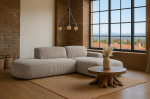 Kaiser M&ouml;bel - Ecksofa mit Wohnlandschaft, Eckcouch L-Form, Diivan 3-sitzer, Polstersofa, Bequemes Couch mit Ottomane f&uuml;r Wohnzimmer, Relaxsofa, Stilvolles Cord Poso, Cursal Atelier, Dunkelbeige, Rechts