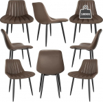 S&ouml;&ouml;gitoa toolid, komplekt 6, k&ouml;&ouml;gitoolid 7 cm seljatoega, s&ouml;&ouml;gilaudade toolid 5 cm istmepehmendusega, maksimaalne koormus 180 kg, PU kunstnahast polsterdatud toolid s&ouml;&ouml;gituppa, k&ouml;&ouml;ki (pruun,