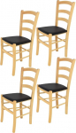 Tommychairs Venice toolid k&ouml;&ouml;ki ja s&ouml;&ouml;gituppa, vastupidav struktuur lakkitud p&ouml;&ouml;gipuidust naturaalses v&auml;rvitoonis ja musta kunstnahaga kaetud polsterdatud iste, 4 tk komplektis.