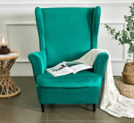 Sametist tooli kate seljatoe jaoks 2 tk komplekt - 2 in 1 Design Solid Soft Wing Back Armrests Chair Covers Stretch Chair Cover m&ouml;&ouml;bli kaitsja elutuba magamistuba hotell (Smaragdroheline)