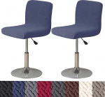 HFCNMY Barhocker-Bez&uuml;ge mit R&uuml;ckenlehnen, Stretch-Barhocker-Bez&uuml;ge, Jacquard-Barhocker-Bez&uuml;ge, waschbare Barstuhl-Bez&uuml;ge, Drehbarhocker-Bez&uuml;ge, Schonbez&uuml;ge mit R&uuml;ckenlehne, Blau, 2 St&uuml;ck