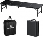 FUNYKICH 4ft kokkupandav telkimislaud, 116 x 40 x 26 cm, v&auml;ike kokkupandav laud koos kinkidega, alumiiniumist kaasaskantav kokkupandav laud, MDF-paneelid, multifunktsionaalne laud piknikuks, telkimiseks, rannale, r&otilde;dule, mustaks