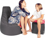 PATCH HOME Gamer Cushion Lounge Cushion Bean Bag Chair istmepadi Bean Bag + Cube / Cool koos Zipiga Juba t&auml;idetud (Antratsiit, XL - l&auml;bim&otilde;&otilde;t 75 cm tugitool + 35 x 35 cm Cube)