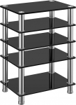 Rfiver HiFi Rack klaasist 5 tasandit HiFi riiul 600 x 400 x 800 mm Phono Rack Turntable Stand TV riiul M&ouml;&ouml;bel Roostevabast terasest karastatud klaasist