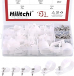 Hilitchi plastikust kaabliklambrid R-t&uuml;&uuml;pi kruviga kinnitavate kaabliklambrite komplekt koos kruvidega kaablijuhtimise kaabli korrastamiseks (klambrid 6mm kuni 23mm) Valge 135 t&uuml;kki