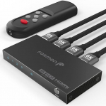 Fosmon 3-portiline HDMI 8K l&uuml;liti koos kaugjuhtimispuldiga, 8K@60Hz 4K@120Hz HDR10+ HDCP 2.3 48Gbps, HDMI 2.1 Switch 3x1 Splitter Hub, mis &uuml;hildub PS5, Xbox X|S, Apple TV, DVD, s&uuml;learvuti, arvuti, monitoriga