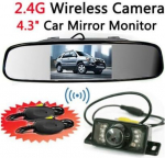 BW&reg; 4,3-tolline TFT LCD auto tagurduspeegli monitor traadita auto tagantj&auml;rele parkimise IR &ouml;ine kaameras&uuml;steem