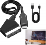 Scart-zu-HDMI-Konverter, Scart-zu-HDMI-Kabel f&uuml;r DVD-Player auf TV, Scart-Eingang auf HDMI-Ausgangskabel mit USB-Kabel, 720/1080P, Audio-Konverter f&uuml;r HDTV-Monitor, Projektor, VHS, Xbox, PS3