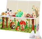 Kaanega hoiukast, 130 L, 99 x 34 x 39 cm, eriti suur laste hoiukast, kokkupandav m&auml;nguasjade hoiukast k&auml;epidemetega, vaheseinaga hoiukast (beež)