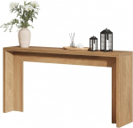 LITTLE TREE Konsolentisch im Landhausstil, 140 cm (55 Zoll) breiter Sofatisch aus Holz mit Stauraum f&uuml;r Eingangsbereich, Foyer, Flur, Wohnzimmer, einfache Montage (hellbraune Eiche)