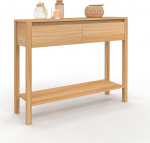 IDMarket - Konsool 2 sahtliga Toscane 1 riiul Teak efektiga