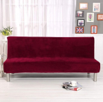 Diivanikate Armless Polyester Spandex Stretch Slipcover for 3 Seater Elastic Full Folding Fits Folding Diivan ilma k&auml;etoedeta (paksem, punane)
