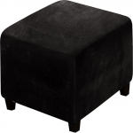 Tailored Velvet Ottoman Slipcover Stool Cover Square Small/Medium/Large Stretch Cover Stool Sofa Cover (Kontakt Kohandamine), Must, 1XL