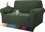ZNSAYOTX Jacquard-Couchbezug f&uuml;r 2 Kissen, Couch, hoher Stretch, Zweisitzer-Schonbezug f&uuml;r Haustiere, Hunde, rutschfest, Liebessitz, Sofa-Schonbezug, M&ouml;belschutz (Loveseat, Armeegr&uuml;n)