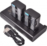 Asendusaku (2-pakk) ja Smart LED Dual USB laadija &uuml;hildub Sony NP-FM30, NP-FM50, NP-FM51, NP-QM50, NP-QM51, NP-FM55H ja Sony CCD-TR108, CCD-TR208, CCD-TR408 mudelitega