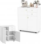 KOMFOTTEU buffetkapp 2 sahtliga, k&ouml;&ouml;gikapp 2 uksega, buffet 3 reguleeritava riiuliga, hoiukapp s&ouml;&ouml;gituppa, elutuppa, 74 x 35 x 85,5 cm (valge)