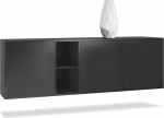 Vladon Cuba kapp, Made in Germany, matt must / matt must, kaasaegne k&uuml;ljepaneel elutuppa (B x K x S) 182 x 53 x 35 cm.