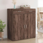 Buffet Sideboard 2 sahtli ja 2 kambriga, kaasaegne k&uuml;lgkapp, koridorikapp, hoiukapp magamistuppa, elutuppa, pruun tamme v&auml;limus, 80 x 42,5 x 93 cm, puitmaterjalist.