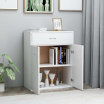 K&ouml;&ouml;gikapp 60 x 30 x 75 cm Puidust puhvet elutuppa Valge Minimalistliku disainiga elutoa m&ouml;&ouml;bel 2 ukse ja 1 sahtliga Sideboard Mobiilne sissep&auml;&auml;s s&ouml;&ouml;gituppa