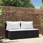 Elutoa m&ouml;&ouml;blikomplektid,Diivanikomplektid elutuppa,Diivanvoodi,Garten-Mittelsofas mit Kissen 2 STK. Schwarz Poly Rattanmodulaarne diivan,modulaarne diivan,&otilde;uem&ouml;&ouml;bel,