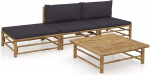 Festnight Garden Lounge Furniture, Patio Garden Furniture Set, Bambus Garden Lounge Diivan, Outdoor Couch Set, Garden Diivan Set, Patio Furniture, 4-osaline