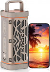 TRAVOR Tragbare Bluetooth Lautsprecher mit Magnetbefestigung, Robustes Vollaluminium-Outdoor-Lautsprecher, 45W, IP68 wasserdicht, 25 Stunden Akkulaufzeit f&uuml;r Zelten, Reisen & Strand, W&uuml;stenchampagner
