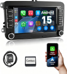 ESSGOO Android15 4+64G Wireless CarPlay Androidd Auto Autoradio F&uuml;r VW Golf MK5 MK6 Polo Caddy Passat Seat RCD330,2 Din Bluetooth Radio mit 7 Zoll Touchscereen FM RDS GPS WiFi Navi