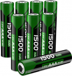 [1500mAh] AAA laetav aku, 1,2 V parandatud NI-MH vastupidavad AAA akud suure mahutavusega kaameratele, m&auml;nguasjadele, kaugjuhtimispuldile ja kodumasinatele jne, 8-ne pakett
