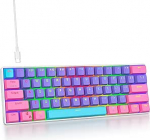 SOLIDEE mehaaniline m&auml;nguklaviatuur 60%, 61 klahvi kompaktne mehaaniline klaviatuur RGB taustavalgustus, 60% mehaaniline QWERTY, punane l&uuml;liti Win / Mac PC s&uuml;learvutile (61 lilla)