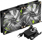 2&times;120mm PC L&uuml;fter 12V Geh&auml;usel&uuml;fter, PC-L&uuml;fter mit Netzstecker & stufenlosem Drehzahlregler 2700 RPM inkl Drehzahlregler 3-12V f&uuml;r Mining-Maschinen, Chassis, Server und Workstation-K&uuml;hlung (240MM)