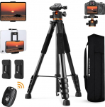 K&F CONCEPT kaamerastatiiv S255A3+BH-36.190 cm mobiiltelefonistatiiv Canon Nikon Sony kaamerale/DSLR/kaamerale, statiiv nutitelefonile, reisistatiiv mobiiltelefoni tahvelarvuti hoidjaga