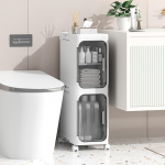 Enjinkail kitsas vannituba kapi all kitsas vannitoa hoiukapp ratastel (valge, 2 korrust)